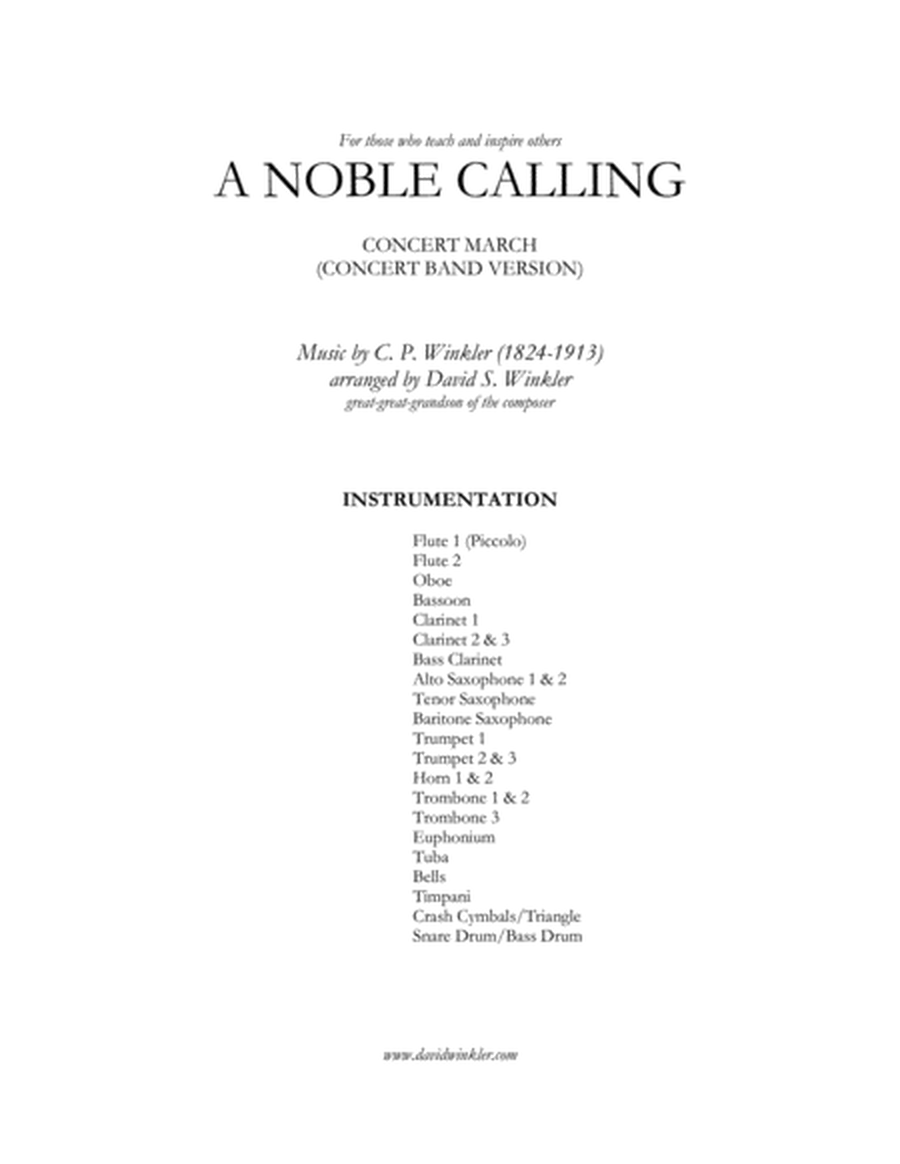 A Noble Calling (concert band version) image number null