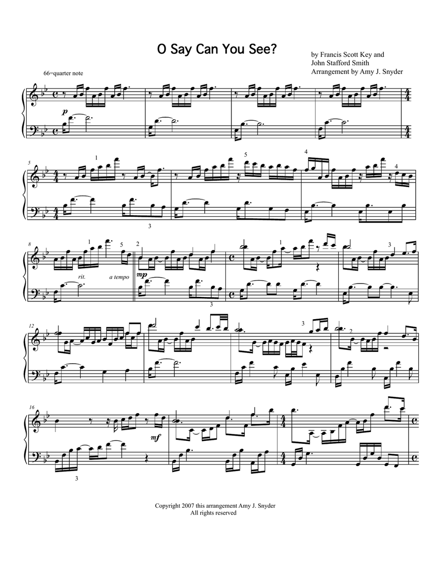O Say Can You See (The Star Spangled Banner) Piano Solo scores gallery preview page 2