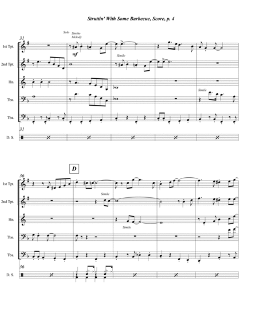 Struttin' With Some Barbecue Brass Quintet scores gallery preview page 4