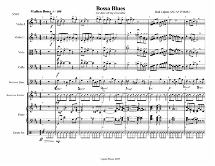 Bossa Blues for Jazz String Ensemble Set of Parts scores gallery preview page 2