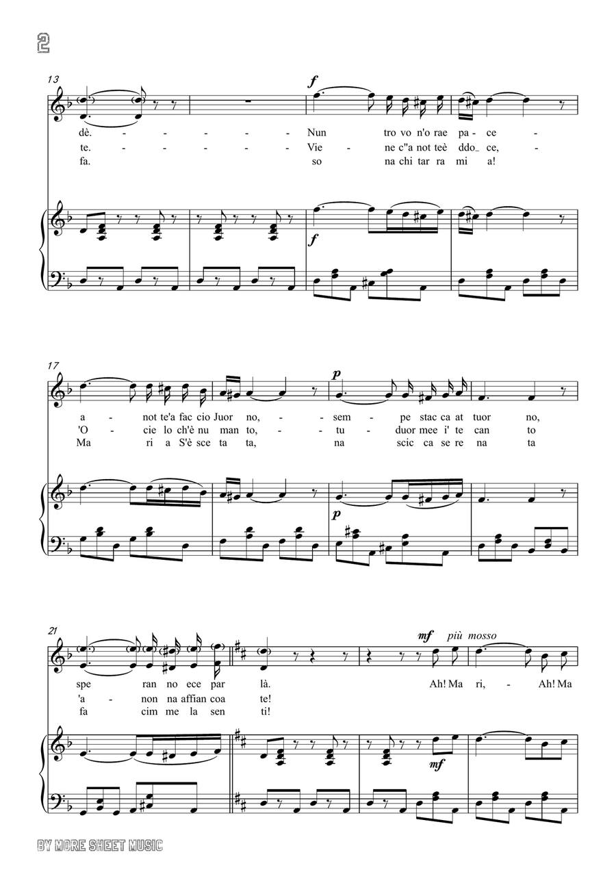 Capua-Maria!Mari! in d minor,for voice and piano Piano, Vocal scores gallery preview page 4