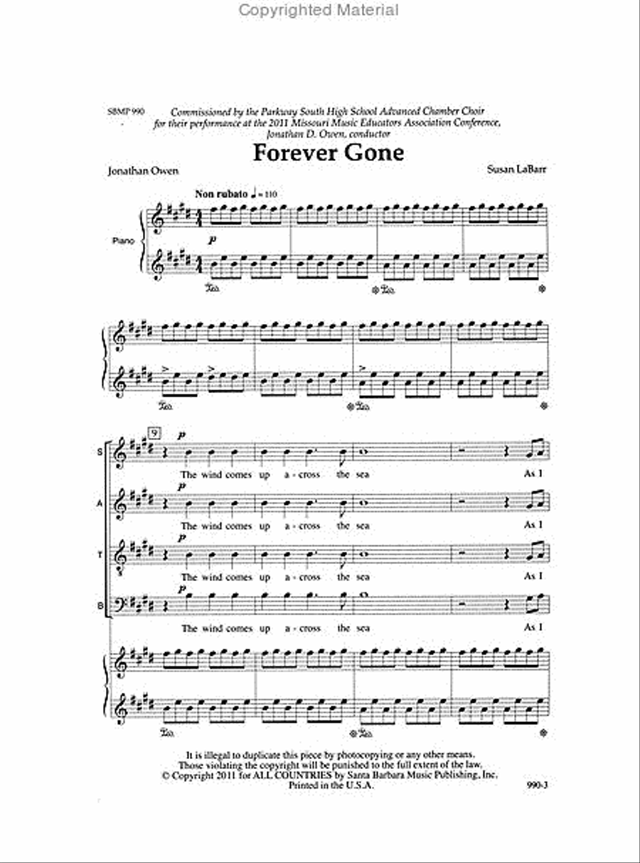 Forever Gone - SATB Octavo 4-Part scores gallery preview page 2