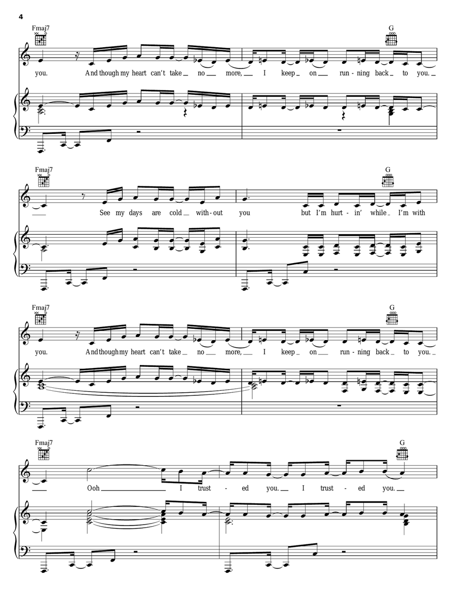 Foolish Piano, Vocal, Guitar scores gallery preview page 4
