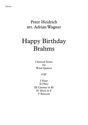 Book cover for "Happy Birthday Brahms" Wind Quintet arr. Adrian Wagner