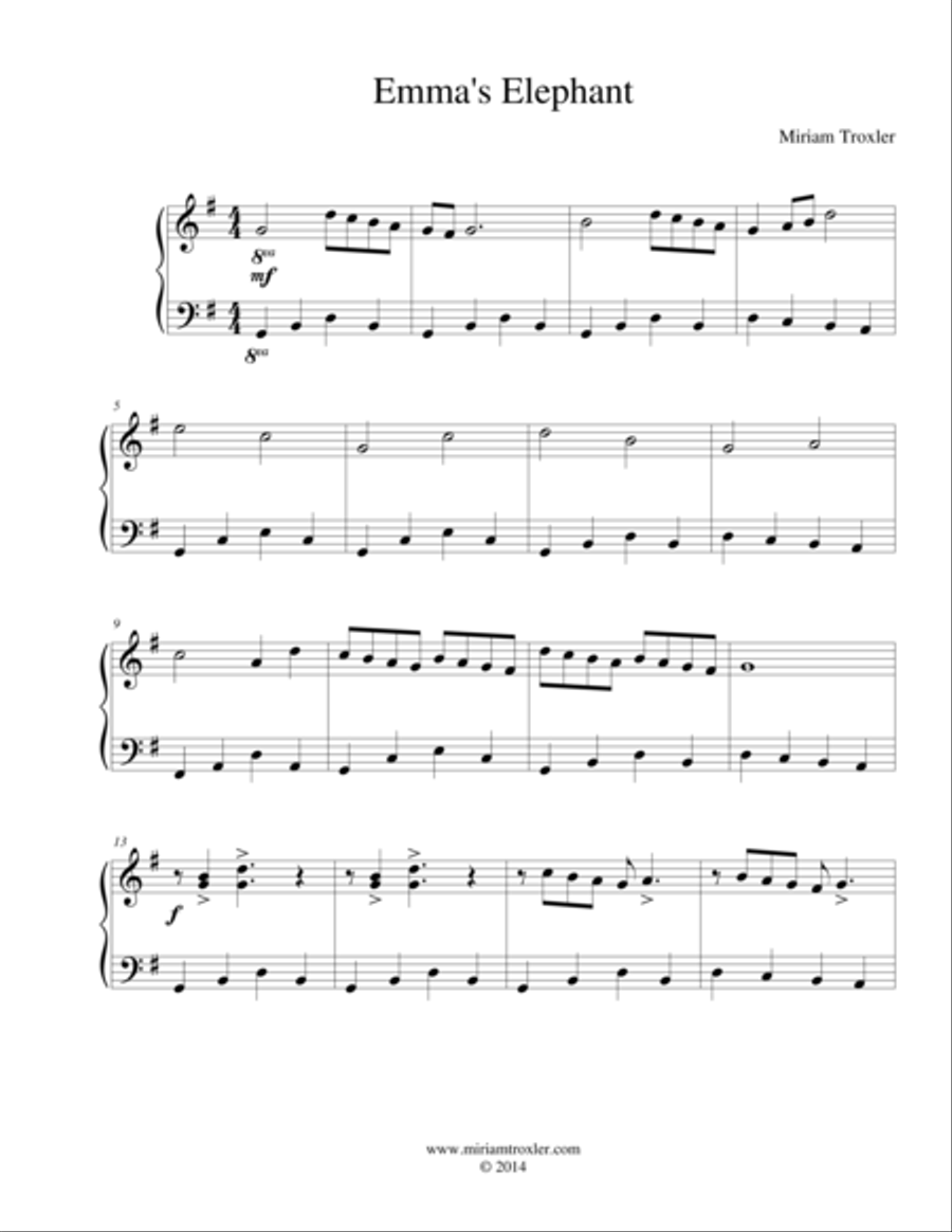 Emma's Elephant Piano Method scores gallery preview page 1