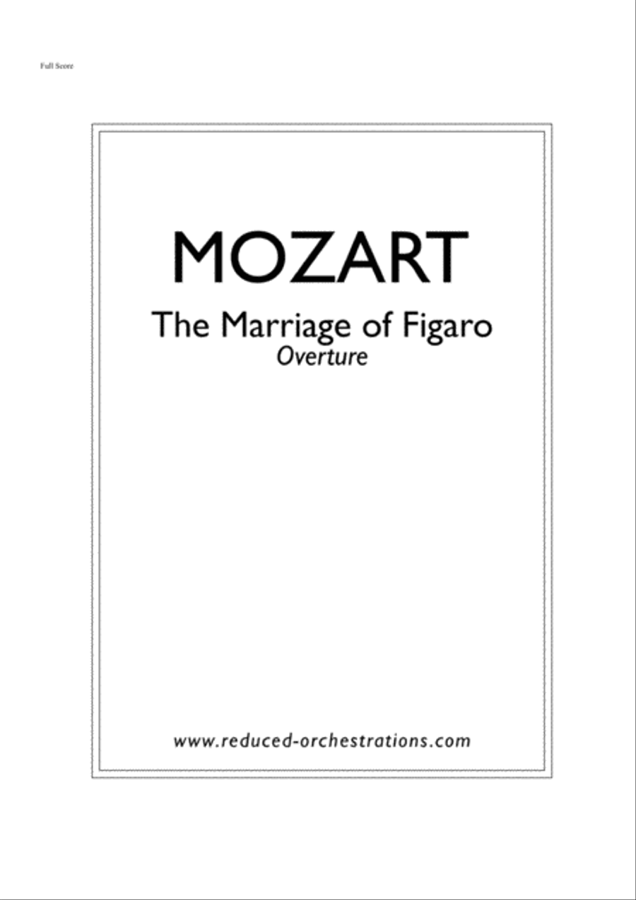 The Marriage of Figaro Overture (reduced orchestration) Chamber Orchestra scores gallery preview page 1