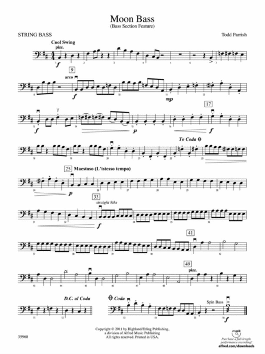 Moon Bass: String Bass String Orchestra scores gallery preview page 1