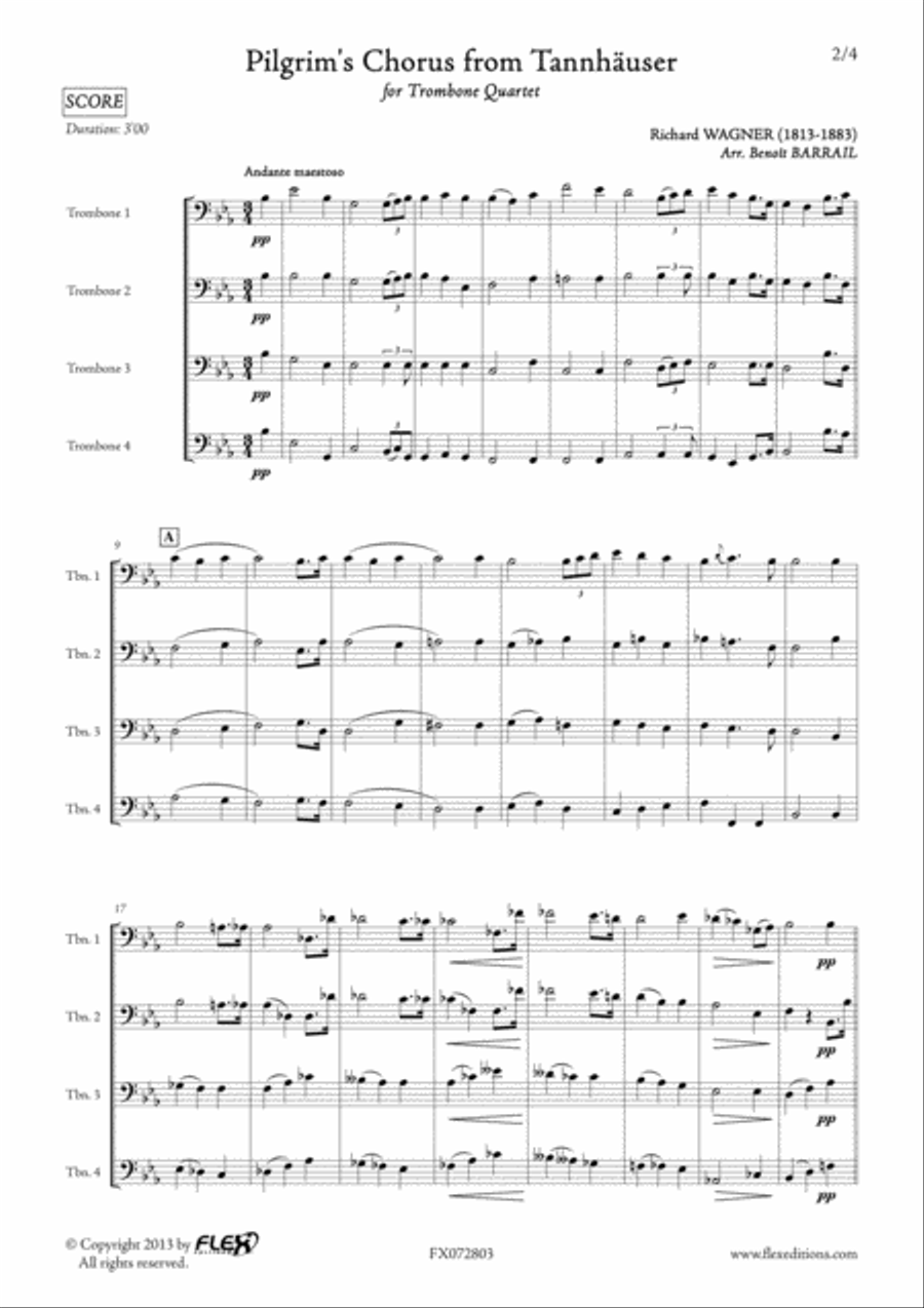 Pilgrim's Chorus from Tannhauser Trombone Quartet scores gallery preview page 2