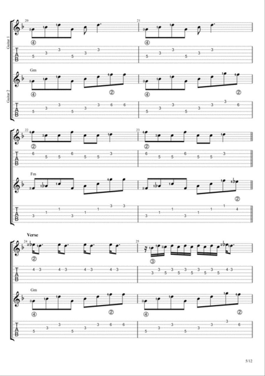 Tomboy Tomboy Guitar Tablature scores gallery preview page 5