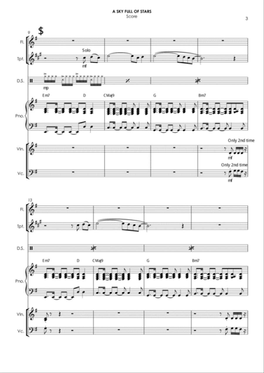 A Sky Full Of Stars Small Ensemble scores gallery preview page 3