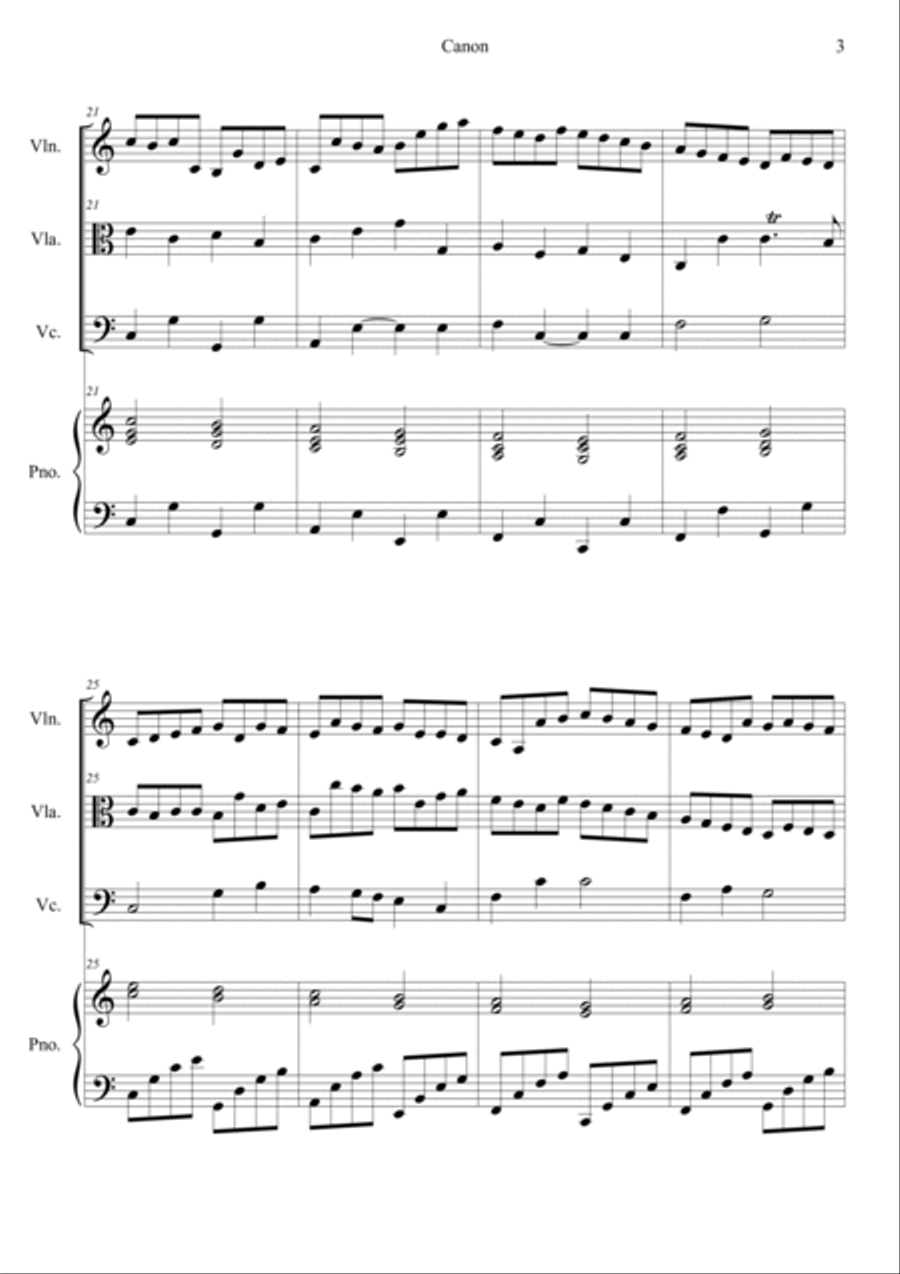 Canon in C Piano Quartet scores gallery preview page 3