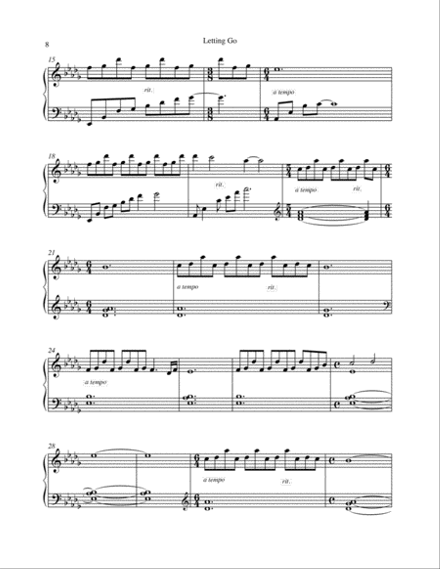 Letting Go Piano Solo scores gallery preview page 2