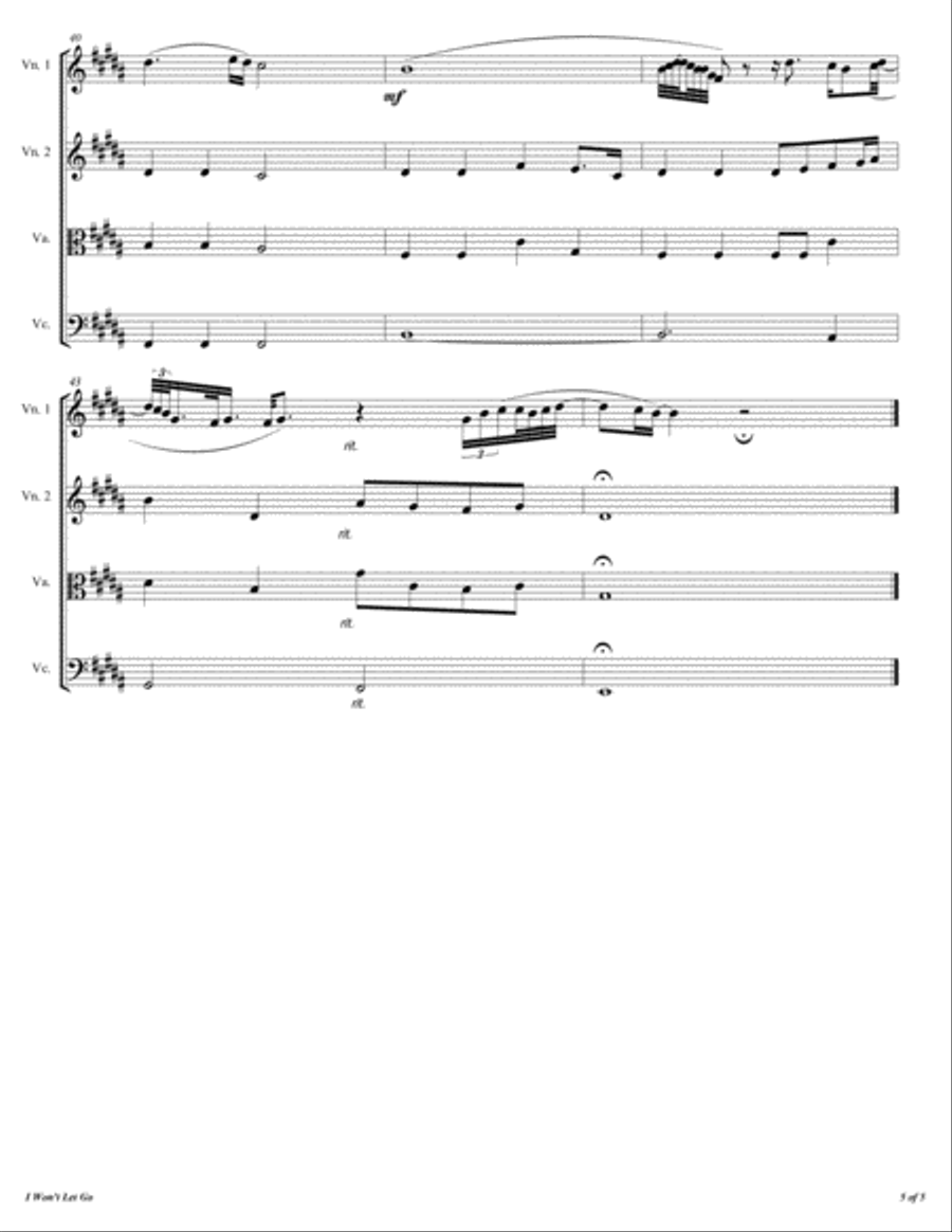 I Won't Let Go String Quartet scores gallery preview page 6