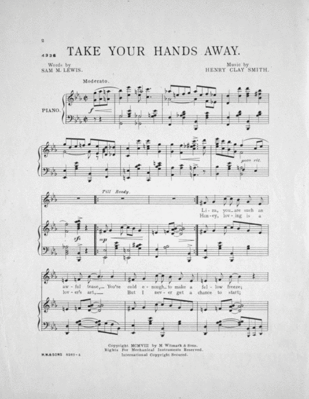 Take Your Hands Away. A Novelty Song