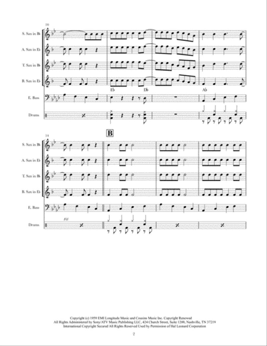 Barbara Ann Saxophone Quartet scores gallery preview page 2