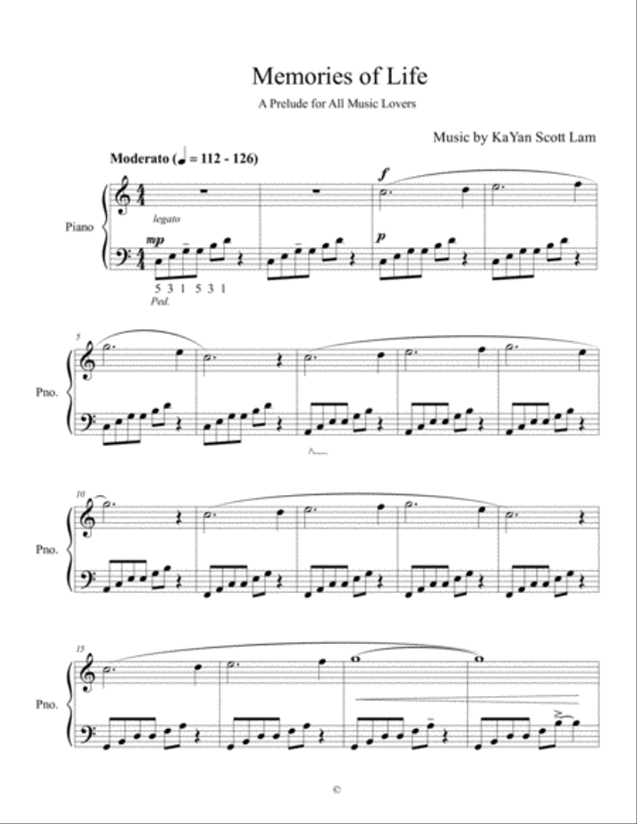 Memories of Life Piano Method scores gallery preview page 1