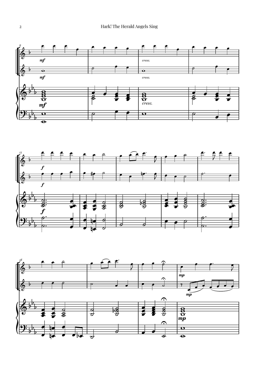 Hark! The Herald Angels Sing - Christmas Carol Duet Woodwind Duet scores gallery preview page 2