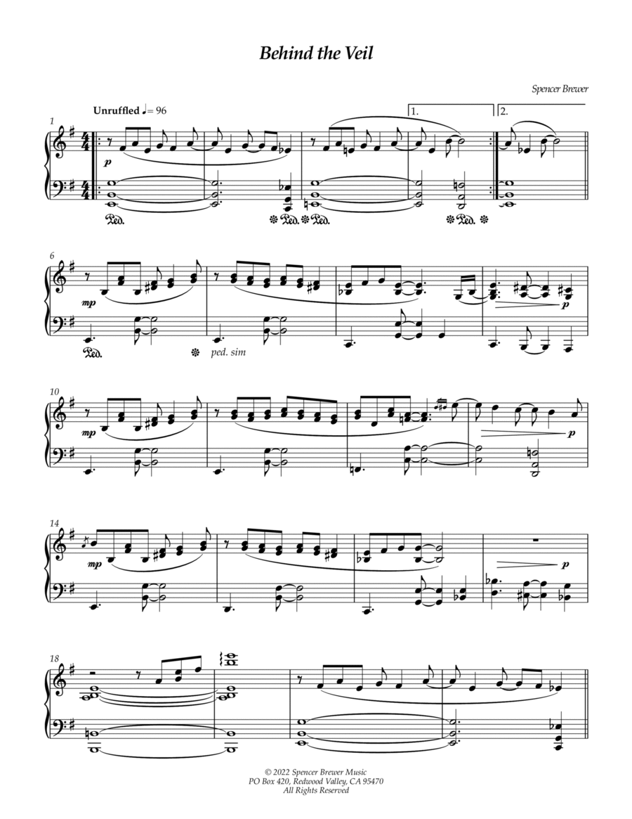 Behind the Veil Piano Solo scores gallery preview page 1