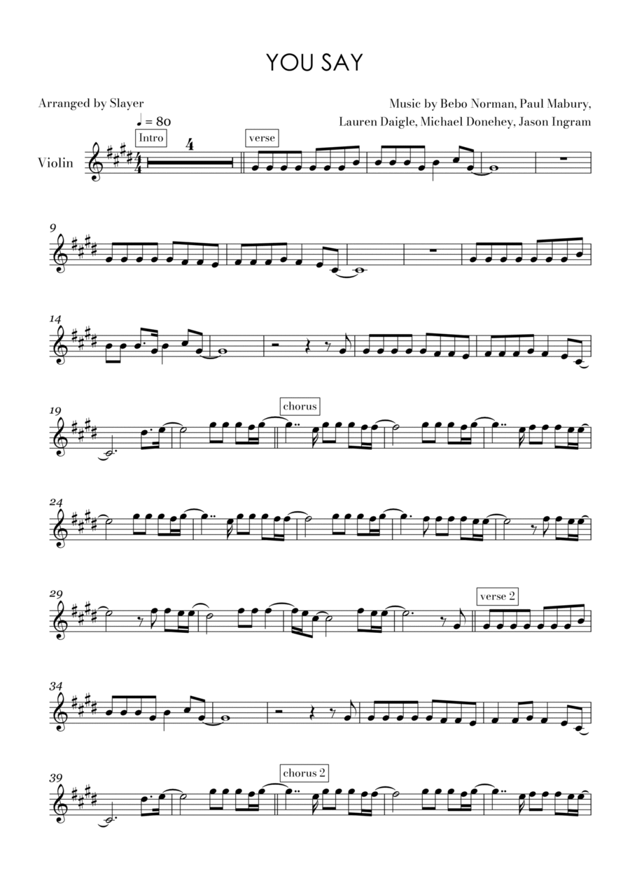 You Say Violin Solo scores gallery preview page 1