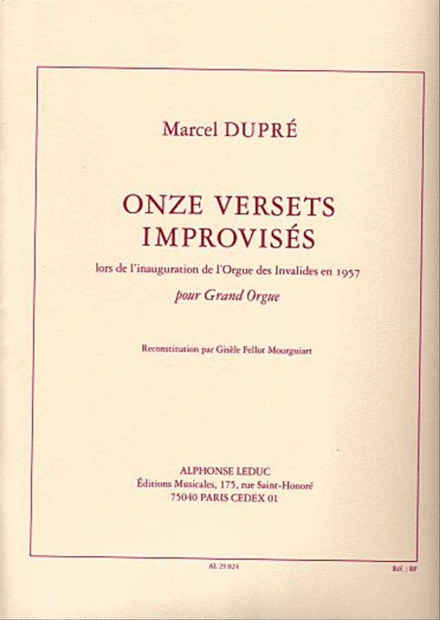 Dupre 11 Versets Improvises Lors De L'nauguration Organ Book Organ scores gallery preview page 1