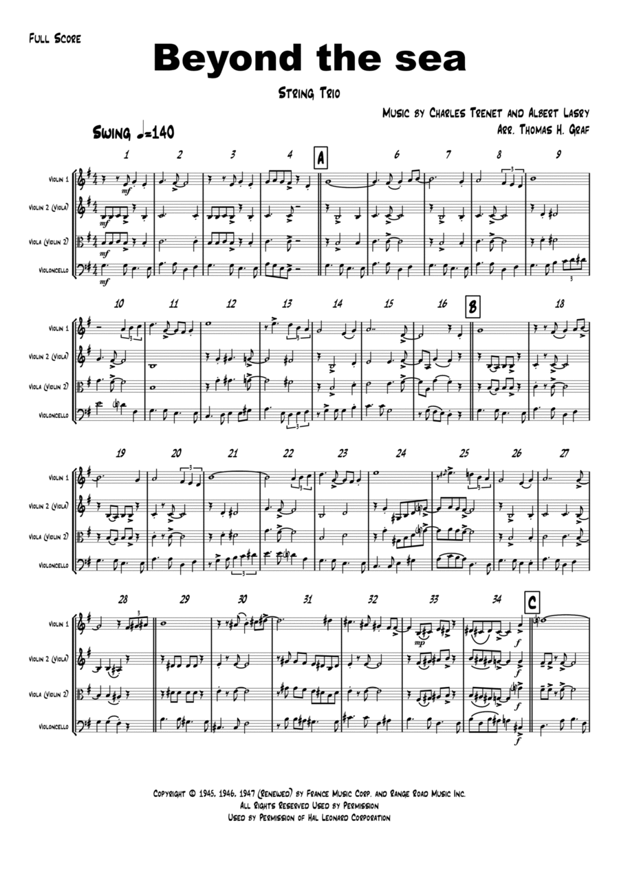 Beyond The Sea String Trio scores gallery preview page 1