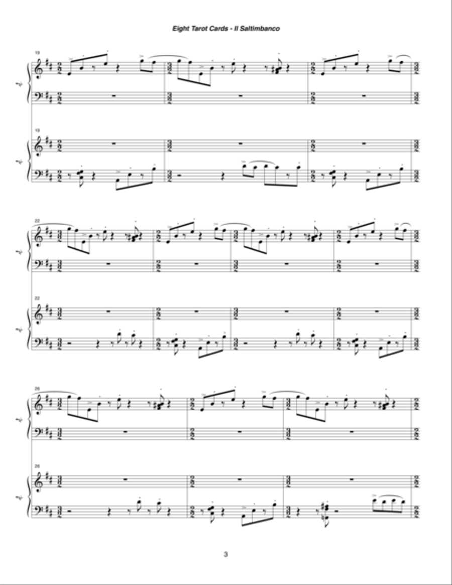 Eight Tarot Cards for Madam Rubio ... La Ruota della Fortuna (1997) for two marimbas Small Ensemble scores gallery preview page 3