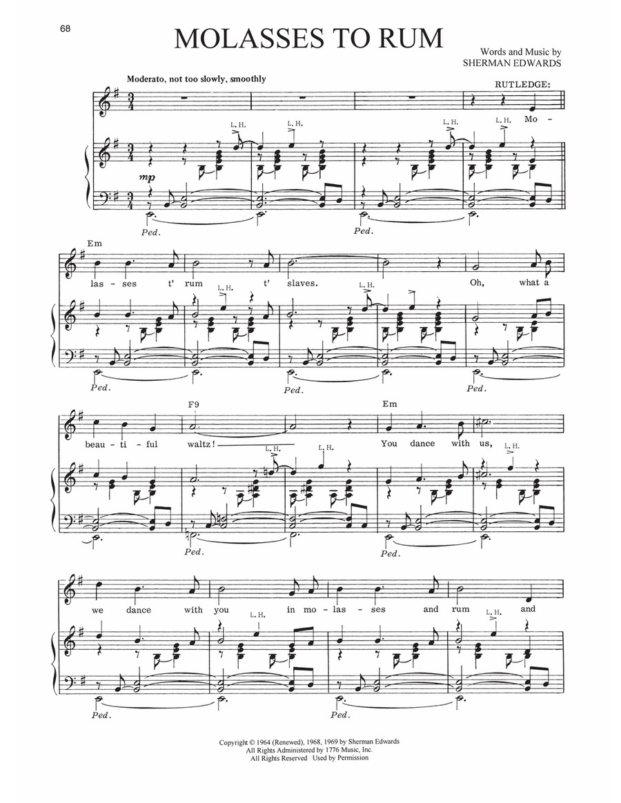 Molasses To Rum (from 1776) Piano, Vocal, Guitar scores gallery preview page 1
