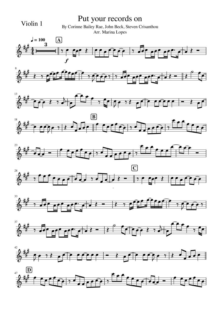 Put Your Records On Put Your Records On String Quintet scores gallery preview page 1