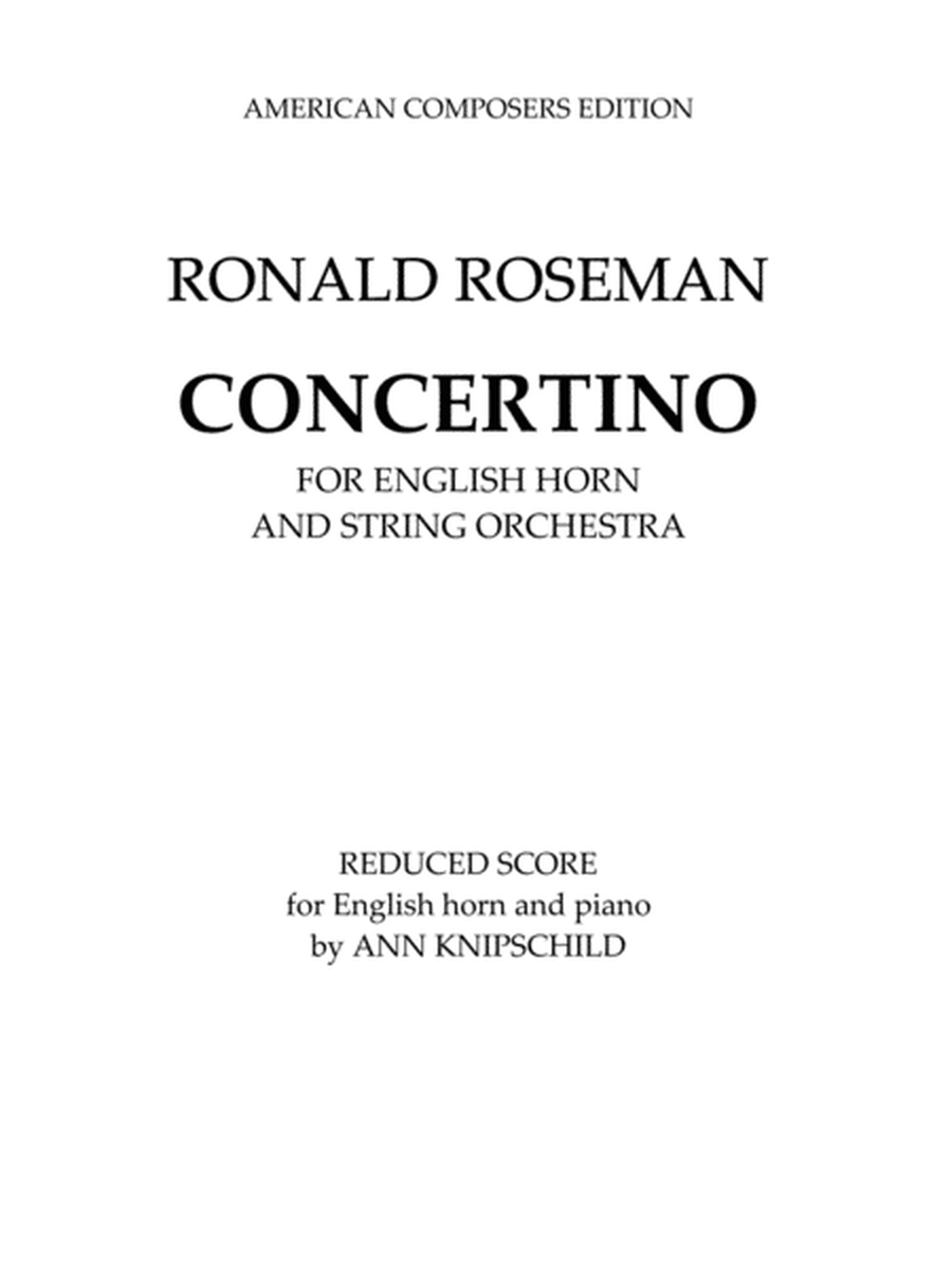 [Roseman] Concertino for English Horn and String Orchestra (Piano Reduction)