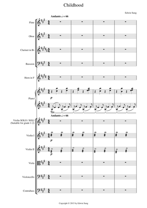 Childhood (for violin solo/soli (grades 1-2) and orchestra)