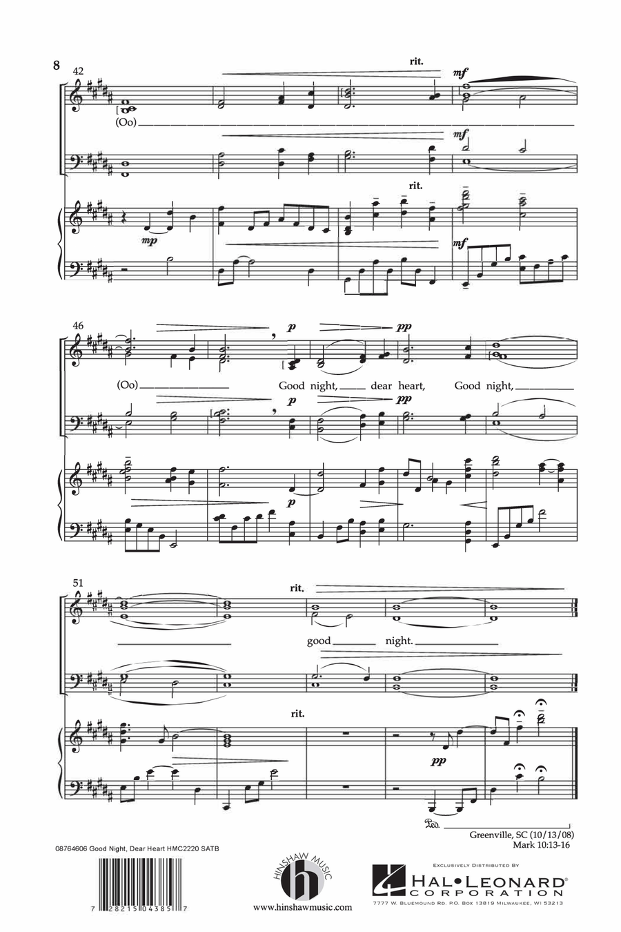 Good Night, Dear Heart Good Night, Dear Heart 4-Part scores gallery preview page 6