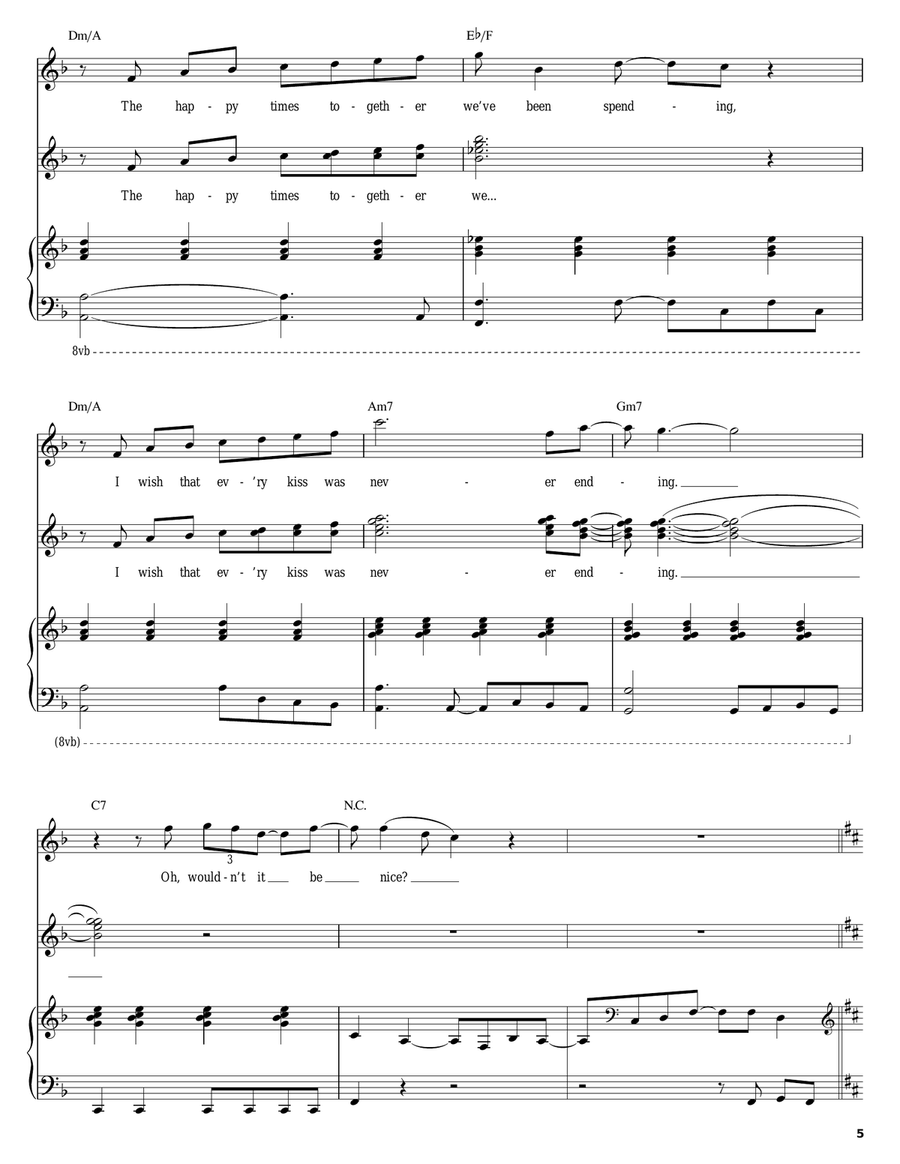 Wouldn't It Be Nice Piano, Vocal scores gallery preview page 5