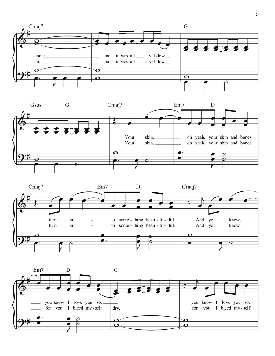 Yellow Easy Piano scores gallery preview page 3