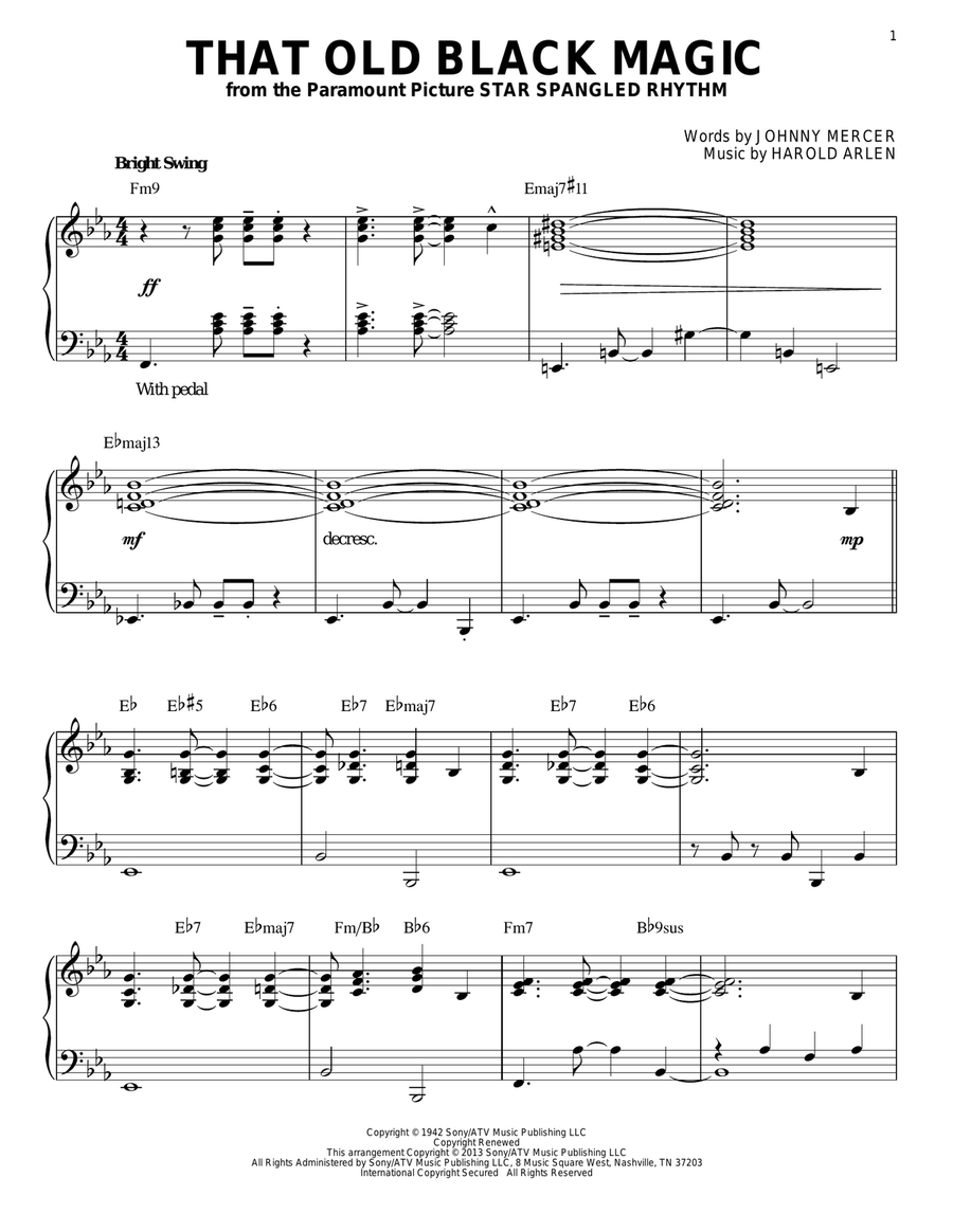 That Old Black Magic [Jazz version] (arr. Brent Edstrom) Piano Solo scores gallery preview page 1
