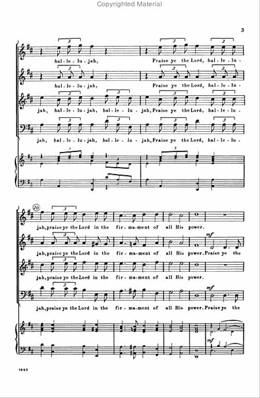 Psalm 150 (Hallelujah, Praise Ye the Lord) 4-Part scores gallery preview page 3
