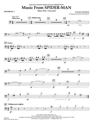 Book cover for Music from Spider-Man (arr. John Wasson) - Trombone 1