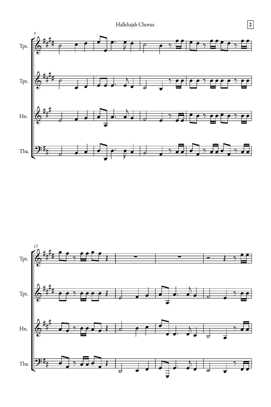 Hallelujah Chorus Brass Quartet scores gallery preview page 2