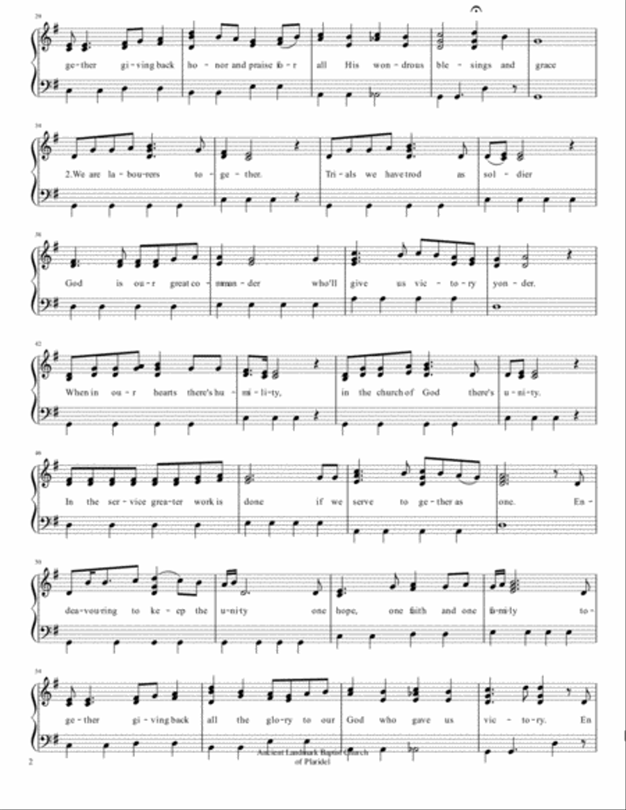 Endevouring to Keep the Unity Piano Solo scores gallery preview page 2