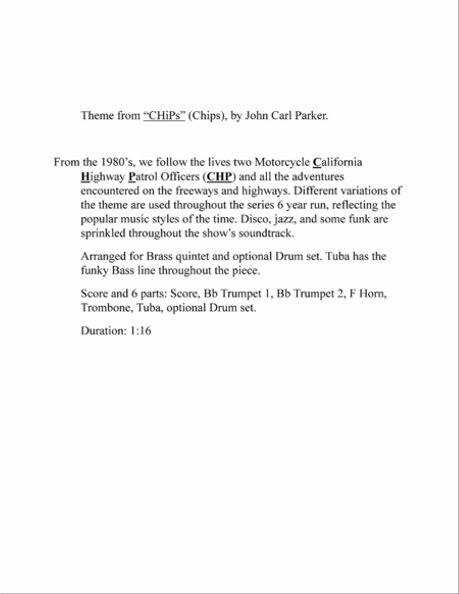 Chips Theme Brass Quintet scores gallery preview page 2