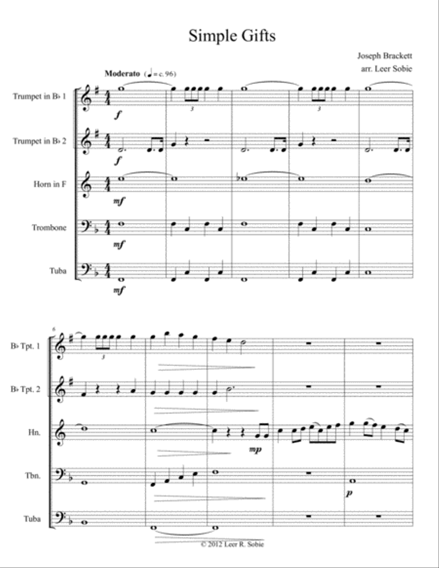 Simple Gifts Simple Gifts Brass Ensemble scores gallery preview page 3