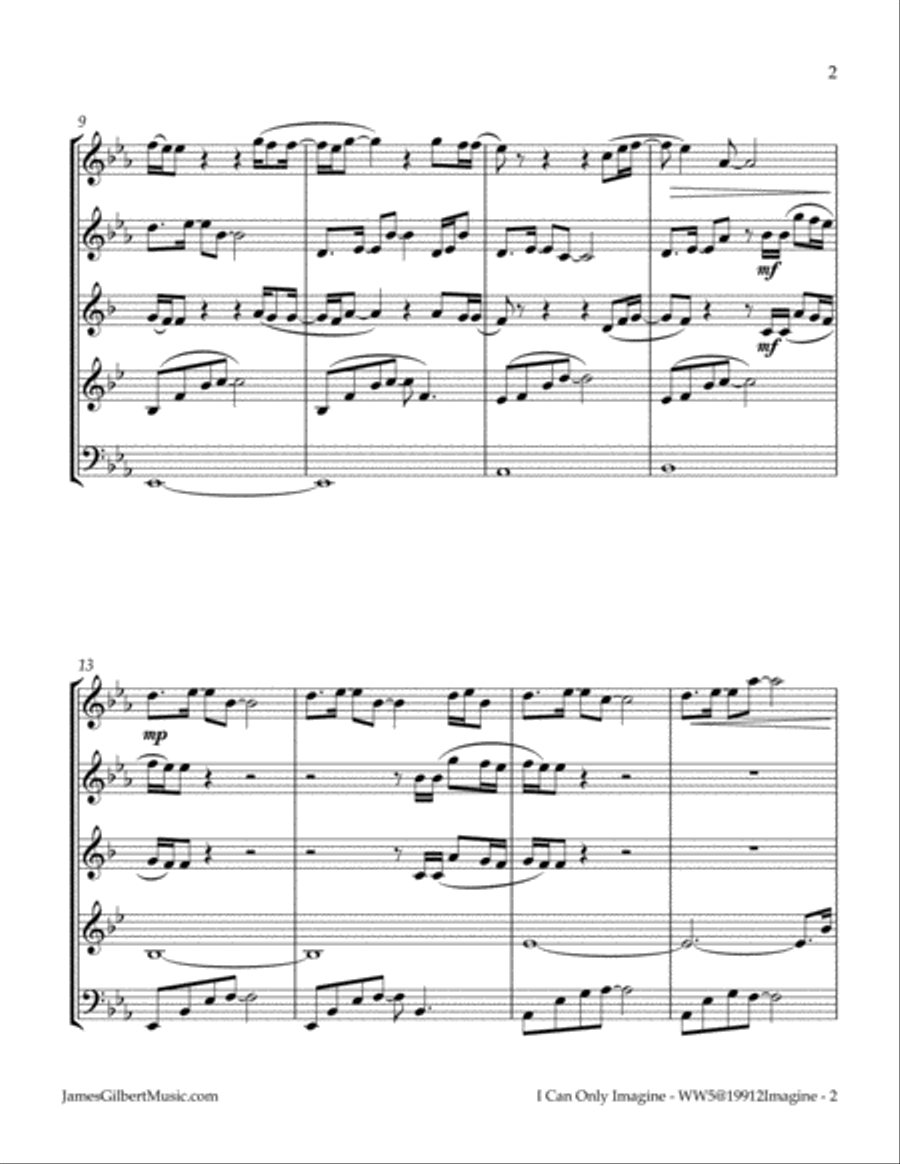 I Can Only Imagine Woodwind Quintet scores gallery preview page 3