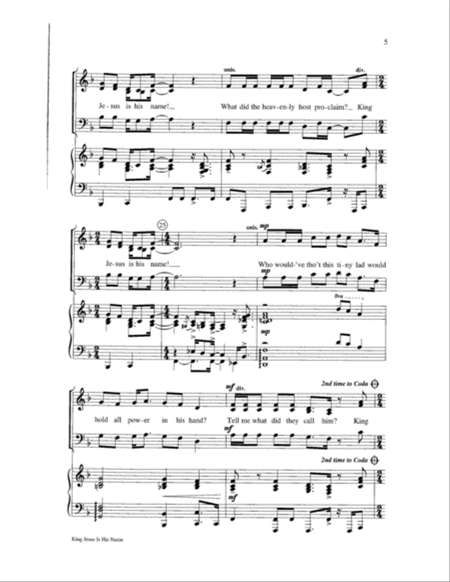 King Jesus Is His Name King Jesus Is His Name 3-Part scores gallery preview page 5
