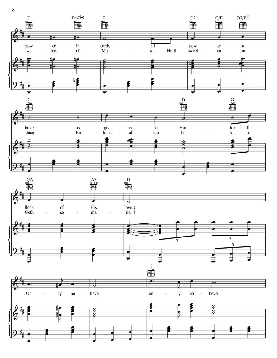 Only Believe Piano, Vocal, Guitar scores gallery preview page 2
