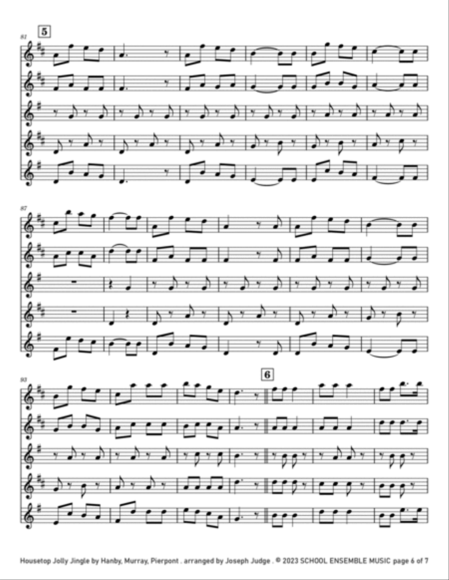 Housetop Jolly Jingle for Saxophone Quartet in Schools Saxophone Quartet scores gallery preview page 6