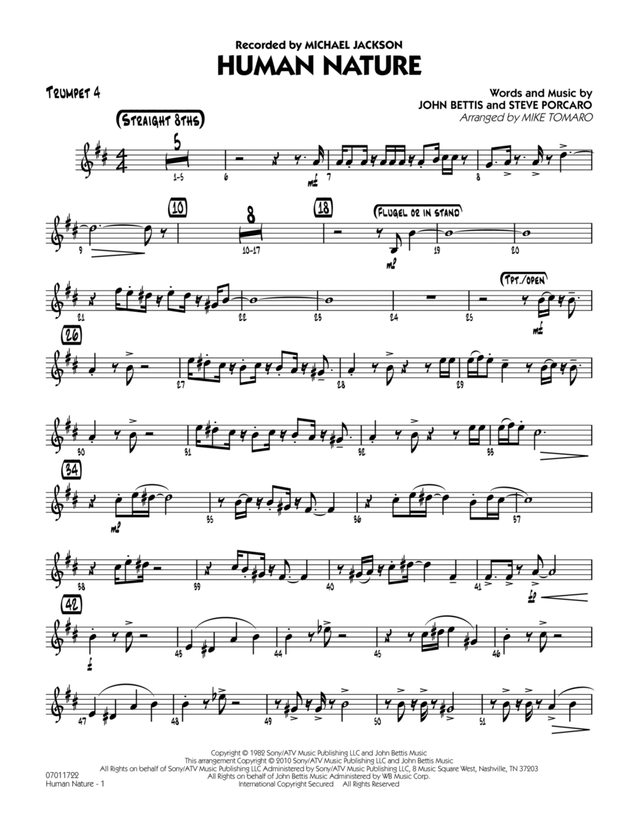 Human Nature - Trumpet 4 Trumpet scores gallery preview page 1