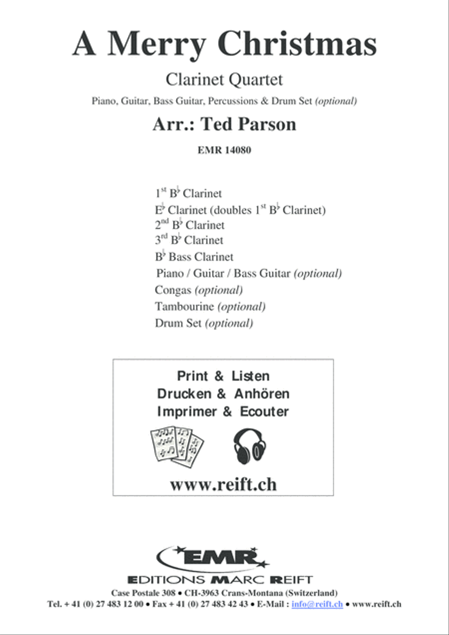 A Merry Christmas Clarinet Quartet scores gallery preview page 2
