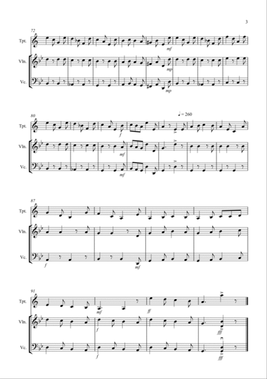 Jill's Jig for Trumpet, Violin and Cello Trio Small Ensemble scores gallery preview page 3