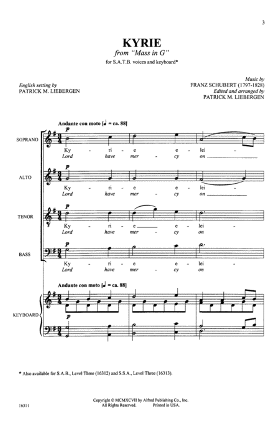 Kyrie (from Mass in G) Choir scores gallery preview page 2
