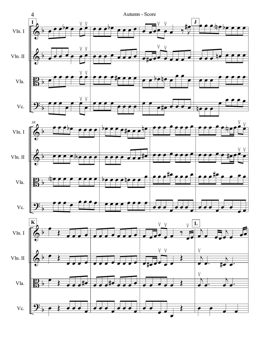 Vivaldi Autumn (Allegro) for String Quartet String Quartet scores gallery preview page 4