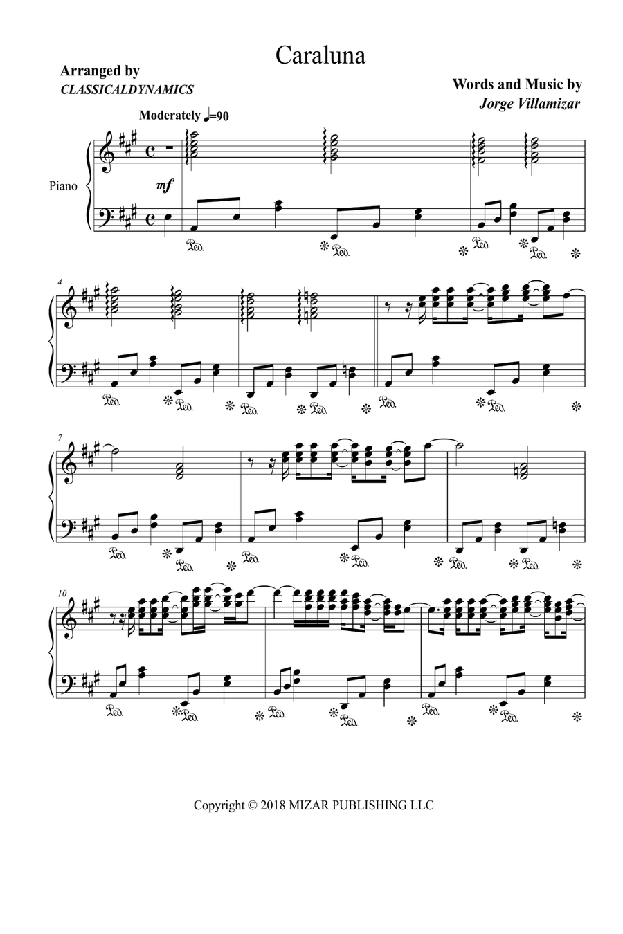 Caraluna Caraluna Piano Solo scores gallery preview page 1